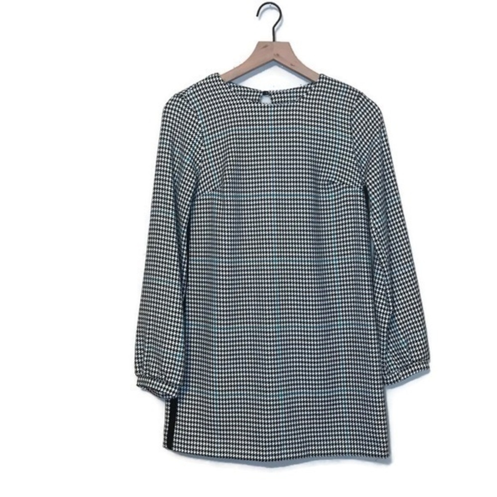 Zara Trafuluc Long Sleeve Houndstooth Print Oversized Shift Dress Size XS